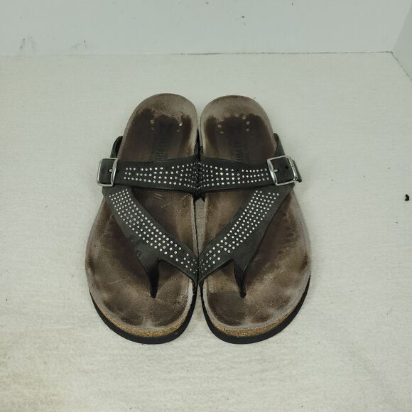 Mephisto Sandals Helen Womens Size 8.5 Silver Leather Faux Snake Thong Shoes - Picture 3 of 11